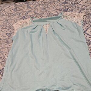 ❤️10/$40 Euc Women's Light Blue Lace Sleeve Top